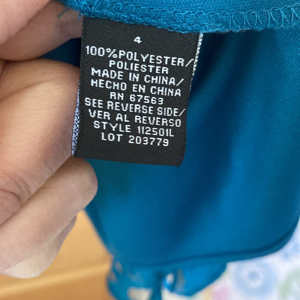 Dress barn Teal sleeveless scoop neck dress with gathered waist and lining - Picture 5 of 8